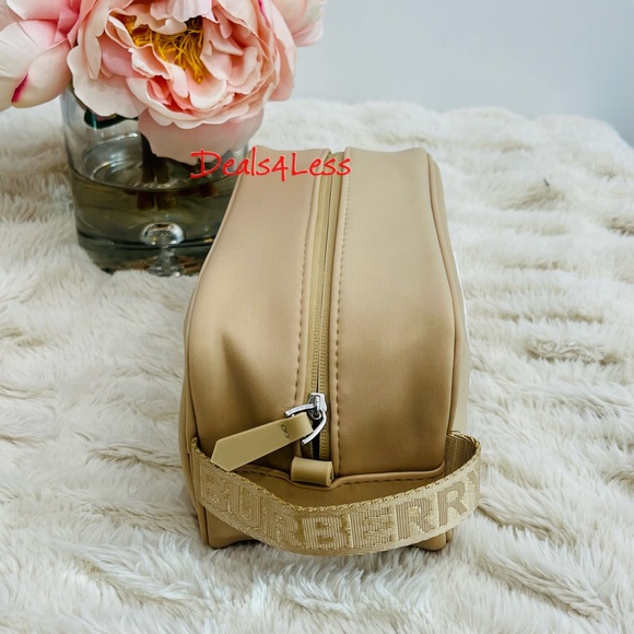 Burberry Bag Pouch Case Cosmetics Toiletry Travel Logo Handle Zippered New - Picture 5 of 10